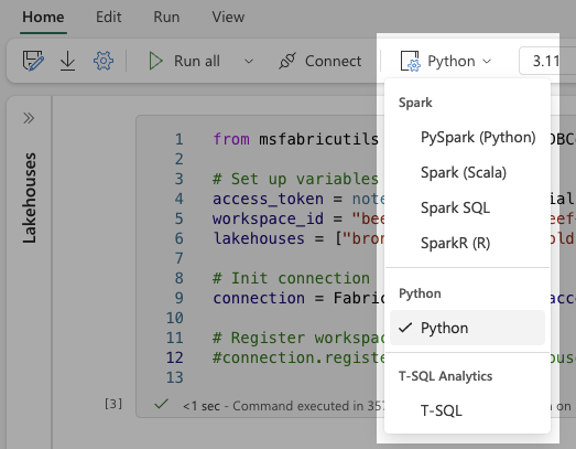 How to select Python Notebook